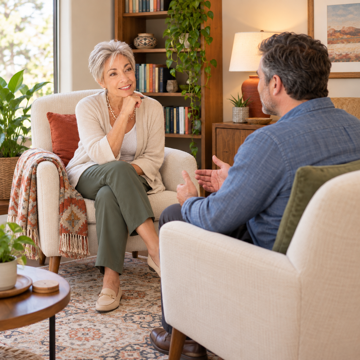 Susan Klebanoff-Taylor in an individual therapy session with an adult client